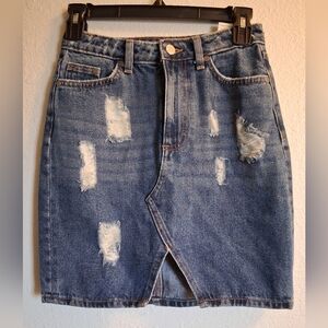 H&M Distressed Denim Skirt